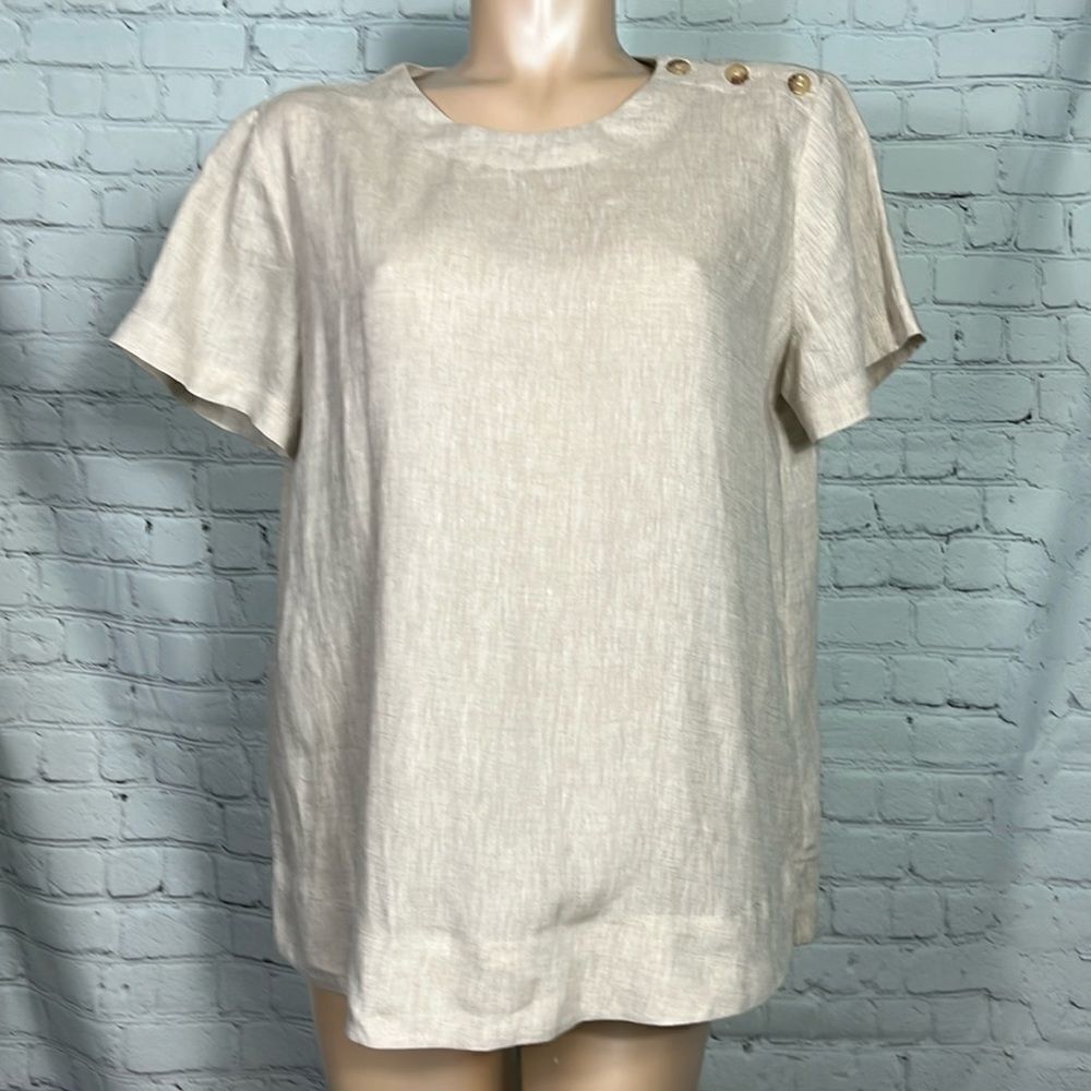 Lands Ends Blouse 100% linen Size Large 14-16 like new